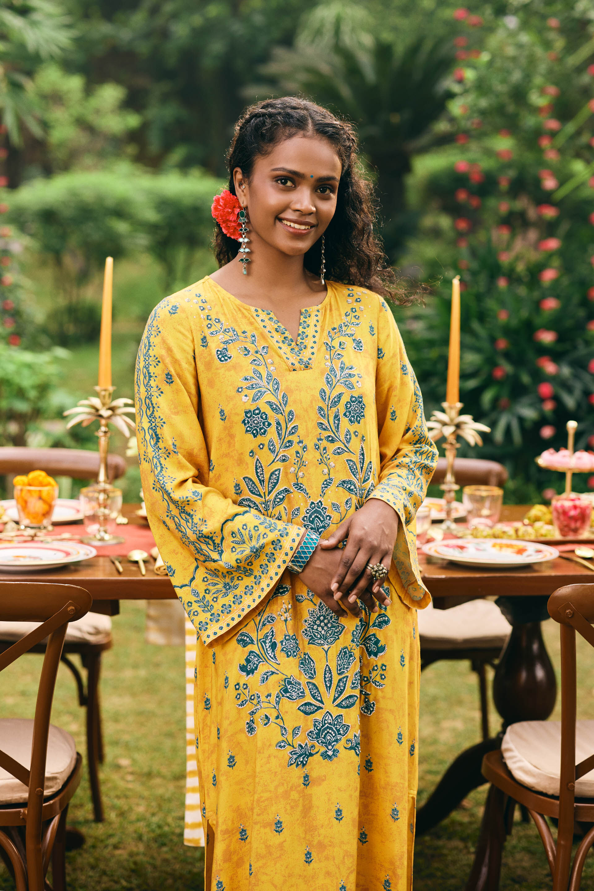 Sunehri Kaftan Maxi, Mustard, image 2